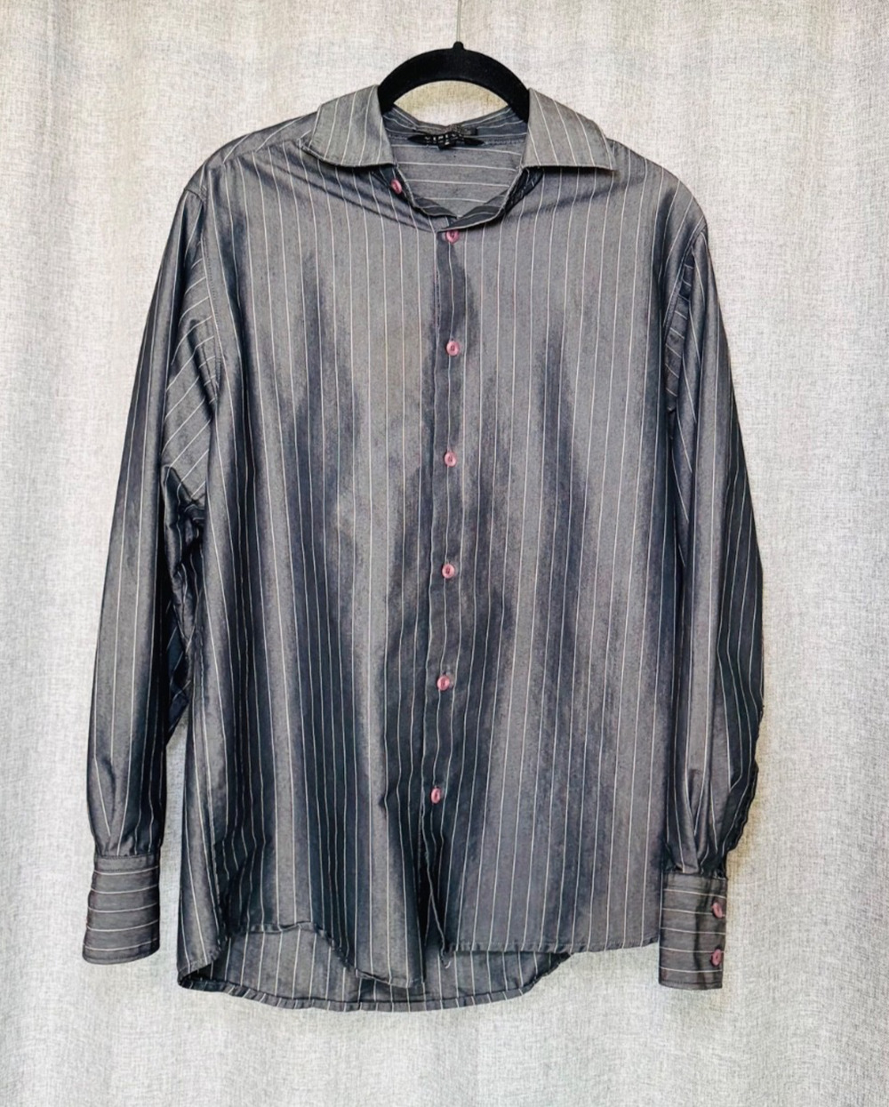 Visivo Dress Shirt Men's Small Black Button Up Long Sleeve Shirt Date Night